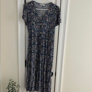 Sonoma Navy Floral Midi Dress With pockets